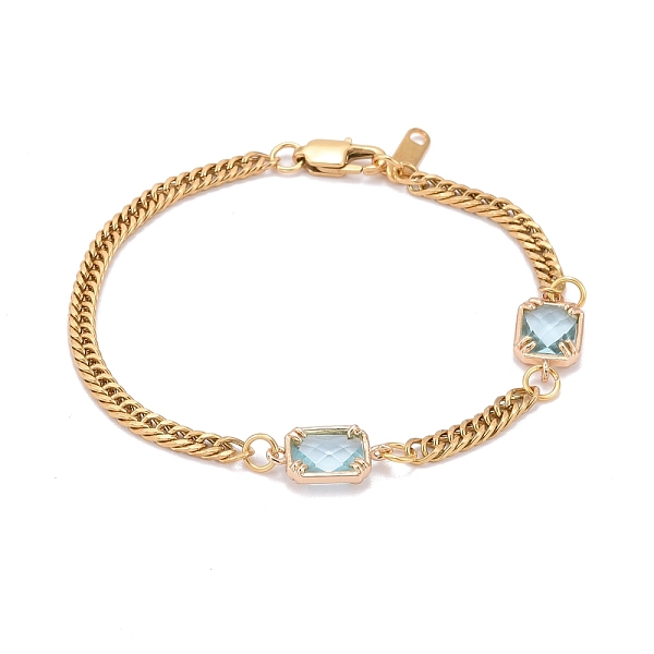 PandaHall Rectangle with Glass Link Bracelets, with 304 Stainless Steel Curb Chains, Light Blue, 8-1/8 inch(20.5cm) Glass
PandaHall Rectangle with Glass Link Bracelets, with 304 Stainless Steel Curb Chains, Light Blue, 8-1/8 inch(20.5cm) Glass
