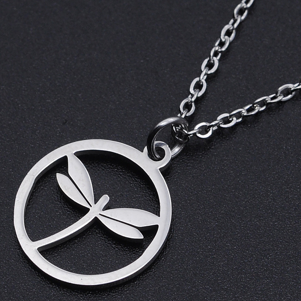 PandaHall 201 Stainless Steel Pendant Necklaces, with Cable Chains and Lobster Claw Clasps, Ring with Dragonfly, Stainless Steel Color...
PandaHall 201 Stainless Steel Pendant Necklaces, with Cable Chains and Lobster Claw Clasps, Ring with Dragonfly, Stainless Steel Color...