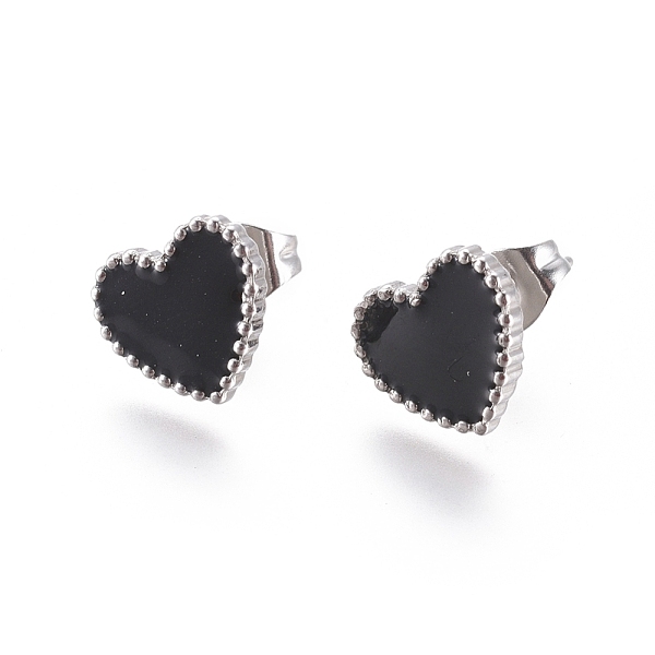 PandaHall 304 Stainless Steel Stud Earrings, with Enamel and Ear Nuts, Heart, Black, Mixed Color, 9.5x10.5x1.5mm, Pin: 0.6mm, 6pairs/card...
PandaHall 304 Stainless Steel Stud Earrings, with Enamel and Ear Nuts, Heart, Black, Mixed Color, 9.5x10.5x1.5mm, Pin: 0.6mm, 6pairs/card...