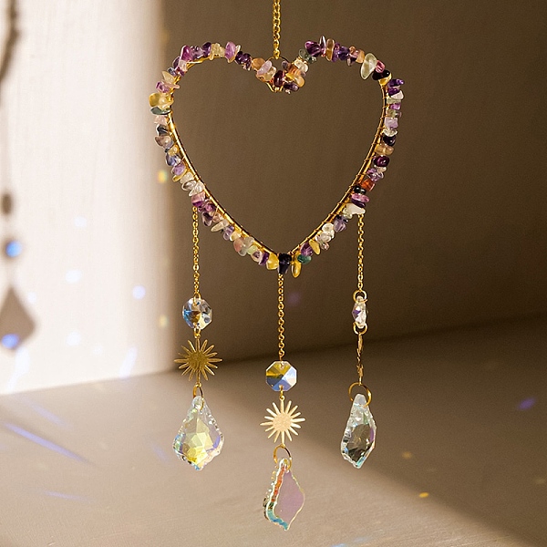 PandaHall Heart Natural Fluorite Chips Hanging Ornaments, Glass Leaf Hanging Suncatcher for Home Garden Ornaments, 437mm Fluorite Heart
PandaHall Heart Natural Fluorite Chips Hanging Ornaments, Glass Leaf Hanging Suncatcher for Home Garden Ornaments, 437mm Fluorite Heart
