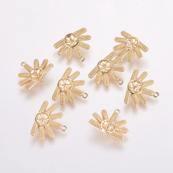 PandaHall Brass Peg Bails Pendants, For Half Drilled Beads, Nickel Free, Flower, Real 18K Gold Plated, Tray: 5mm, Pin: 0.9mm, 13.5x16x2~6mm...
PandaHall Brass Peg Bails Pendants, For Half Drilled Beads, Nickel Free, Flower, Real 18K Gold Plated, Tray: 5mm, Pin: 0.9mm, 13.5x16x2~6mm...