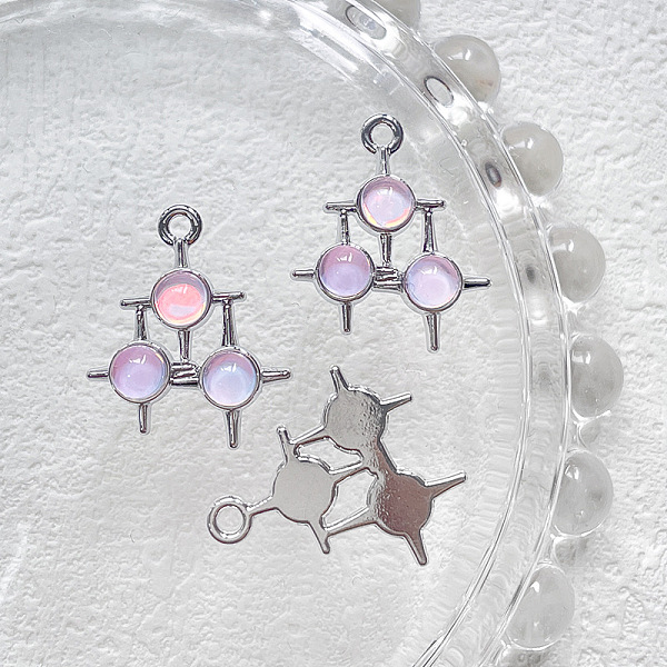 PandaHall Alloy Resin Pendants, Triple Star Charms, Platinum, Pearl Pink, 19x17mm Alloy+Resin Star
PandaHall Alloy Resin Pendants, Triple Star Charms, Platinum, Pearl Pink, 19x17mm Alloy+Resin Star