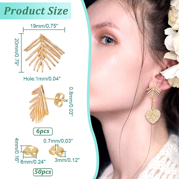 PandaHall 6Pcs Brass Leaf Stud Earring Findings, with Vertical Loops and 50Pcs 304 Stainless Steel Ear Nuts, Real 18K Gold Plated, 19x20mm...
PandaHall 6Pcs Brass Leaf Stud Earring Findings, with Vertical Loops and 50Pcs 304 Stainless Steel Ear Nuts, Real 18K Gold Plated, 19x20mm...