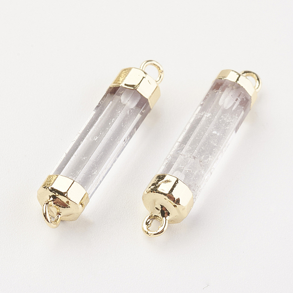 PandaHall Natural Quartz Crystal Links Connectorsts, Rock Crystal, with Brass Findings, Column, 25~27x5~6mm, Hole: 2mm Quartz Crystal Column
PandaHall Natural Quartz Crystal Links Connectorsts, Rock Crystal, with Brass Findings, Column, 25~27x5~6mm, Hole: 2mm Quartz Crystal Column
