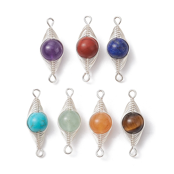 PandaHall 7Pcs 7 Styles Natural & Synthetic Mixed Gemstone Copper Wire Wrapped Connector Charms, Chakra Horse Eye Links, Dyed and Undyed...
PandaHall 7Pcs 7 Styles Natural & Synthetic Mixed Gemstone Copper Wire Wrapped Connector Charms, Chakra Horse Eye Links, Dyed and Undyed...