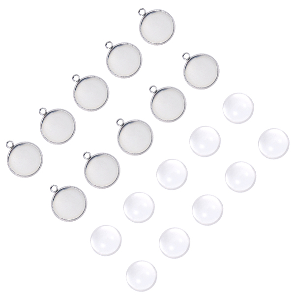 PandaHall DIY Pendants Making, with 304 Stainless Steel Cabochon Settings and Clear Half Round Glass Cabochons, Flat Round, Stainless Steel...
PandaHall DIY Pendants Making, with 304 Stainless Steel Cabochon Settings and Clear Half Round Glass Cabochons, Flat Round, Stainless Steel...