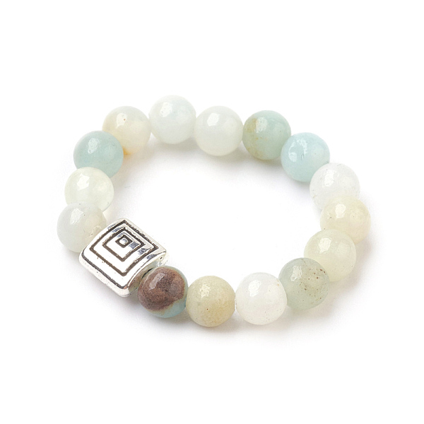 PandaHall Natural Amazonite Stretch Finger Rings, with Alloy Finding, Size 10, Antique Silver, 20mm Amazonite
PandaHall Natural Amazonite Stretch Finger Rings, with Alloy Finding, Size 10, Antique Silver, 20mm Amazonite