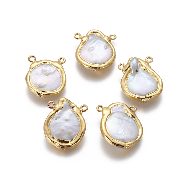 PandaHall Natural Cultured Freshwater Pearl Pendants, with Golden Plated Brass Findings, Nuggets, Golden, 25~29x20~23x5~7mm, Hole: 1.8mm..., White
PandaHall Natural Cultured Freshwater Pearl Pendants, with Golden Plated Brass Findings, Nuggets, Golden, 25~29x20~23x5~7mm, Hole: 1.8mm..., White
