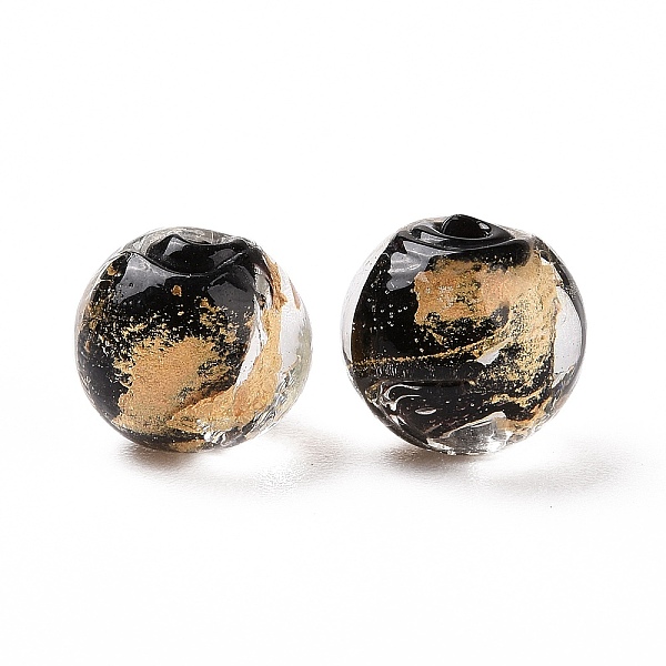 PandaHall Handmade Gold Foil Glass Beads, Round, Black, 10x9~10mm, Hole: 1.6~2mm Gold Foil Round Black
PandaHall Handmade Gold Foil Glass Beads, Round, Black, 10x9~10mm, Hole: 1.6~2mm Gold Foil Round Black