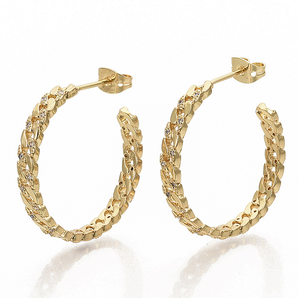 PandaHall Brass Micro Pave Clear Cubic Zirconia Stud Earrings, Half Hoop Earrings, with Earring Backs, Curb Chain Shape, Real 16K Gold...
PandaHall Brass Micro Pave Clear Cubic Zirconia Stud Earrings, Half Hoop Earrings, with Earring Backs, Curb Chain Shape, Real 16K Gold...