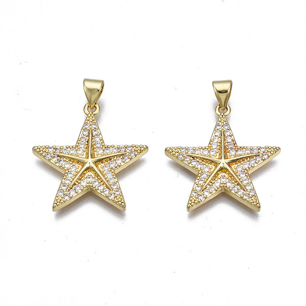 PandaHall Brass Micro Pave Cubic Zirconia Pendants, Real 16K Gold Plated, Nickel free, Star, Clear, 24x23x3mm, Hole: 3x5mm Brass+Cubic...
PandaHall Brass Micro Pave Cubic Zirconia Pendants, Real 16K Gold Plated, Nickel free, Star, Clear, 24x23x3mm, Hole: 3x5mm Brass+Cubic...