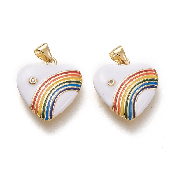 PandaHall Brass Micro Pave Cubic Zirconia Pendants, with Enamel, Real 18K Gold Plated, Heart & Rainbow, White, 21x18.5x3.5mm, Hole: 3.5x5mm...
PandaHall Brass Micro Pave Cubic Zirconia Pendants, with Enamel, Real 18K Gold Plated, Heart & Rainbow, White, 21x18.5x3.5mm, Hole: 3.5x5mm...