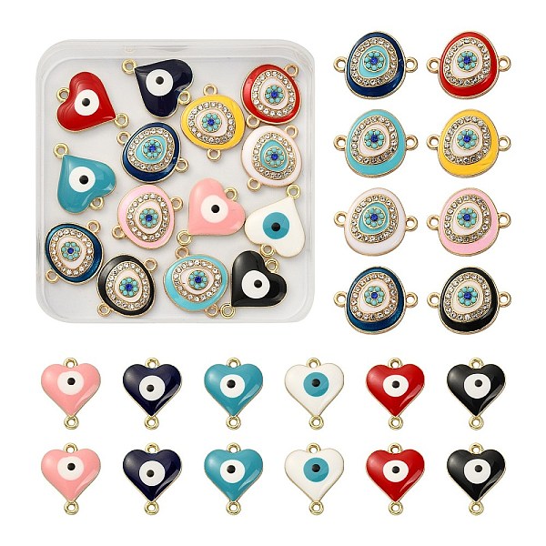 PandaHall 28Pcs 14 Style Rack Plating Alloy Enamel Link Connectors, Irregular Flat Round & Heart with Evil Eye, Mixed Color, 17~20x16~20x3mm..., Multicolor
PandaHall 28Pcs 14 Style Rack Plating Alloy Enamel Link Connectors, Irregular Flat Round & Heart with Evil Eye, Mixed Color, 17~20x16~20x3mm..., Multicolor