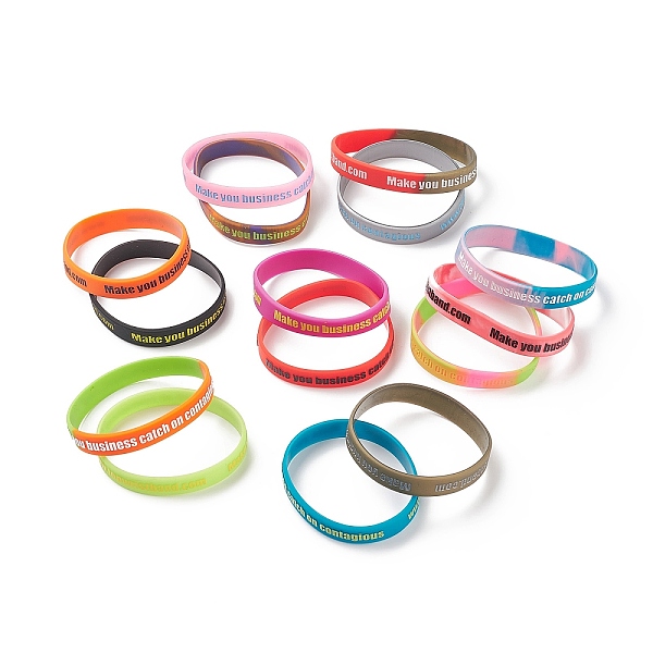 PandaHall Sample Silicone Wristbands Bracelets, Cord Bracelets, Mixed Color, 2-1/4 inch~2-1/2 inch(58~65mm), 10pcs/set Silicone Multicolor
PandaHall Sample Silicone Wristbands Bracelets, Cord Bracelets, Mixed Color, 2-1/4 inch~2-1/2 inch(58~65mm), 10pcs/set Silicone Multicolor