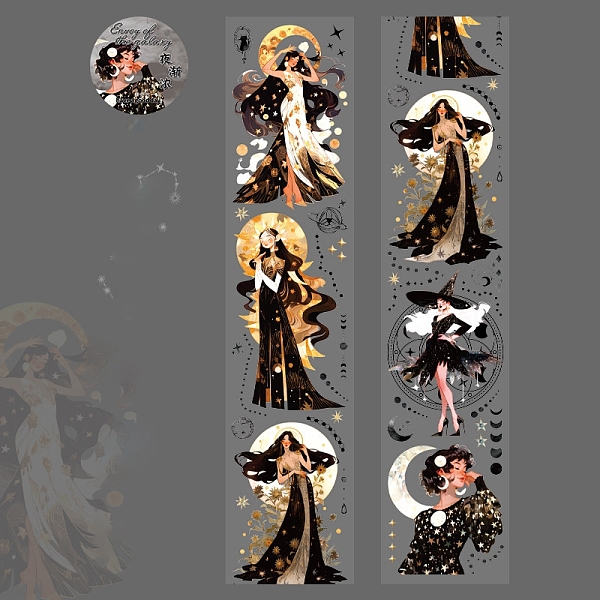 PandaHall Moon Goddess Theme PET Waterproof Decorative Adhesive Tapes for DIY Scrapbooking, Black, 50x0.1mm, 2m/roll Plastic Goddess Black
PandaHall Moon Goddess Theme PET Waterproof Decorative Adhesive Tapes for DIY Scrapbooking, Black, 50x0.1mm, 2m/roll Plastic Goddess Black