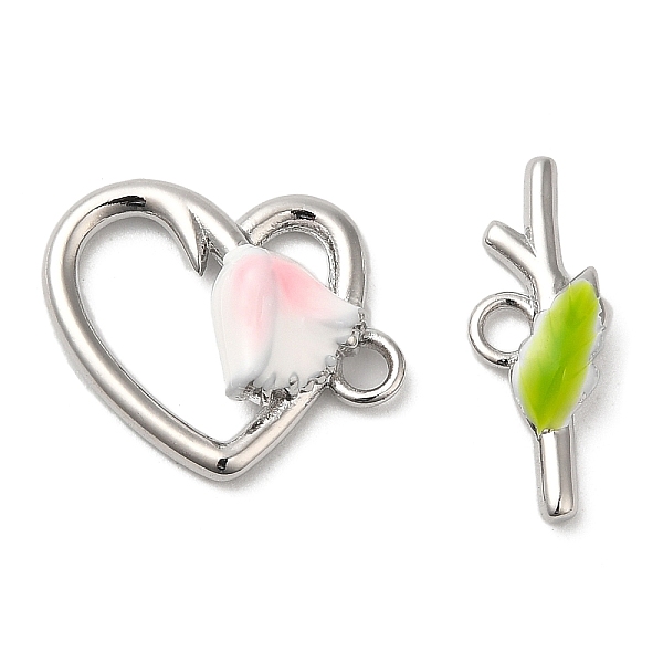 PandaHall Brass Toggle Clasps, with Enamel, Nickel Free, Heart with Flower, Real Platinum Plated, Heart: 18x14.5x4mm, Hole: 1.6mm, Bar...
PandaHall Brass Toggle Clasps, with Enamel, Nickel Free, Heart with Flower, Real Platinum Plated, Heart: 18x14.5x4mm, Hole: 1.6mm, Bar...