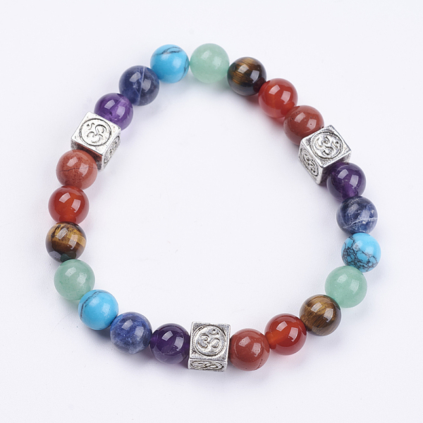 PandaHall Natural Gemstone Beaded Stretch Bracelets, with Alloy Findings, Chakra Jewelry, Cube with Om Symbol, Antique Silver, 2-1/8 inch...
PandaHall Natural Gemstone Beaded Stretch Bracelets, with Alloy Findings, Chakra Jewelry, Cube with Om Symbol, Antique Silver, 2-1/8 inch...