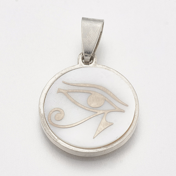 PandaHall 201 Stainless Steel Pendants, with Shell, Flat Round with Egyptian Eye of Ra/Re, Stainless Steel Color, 23x20x3~4mm, Hole: 3x6mm...
PandaHall 201 Stainless Steel Pendants, with Shell, Flat Round with Egyptian Eye of Ra/Re, Stainless Steel Color, 23x20x3~4mm, Hole: 3x6mm...