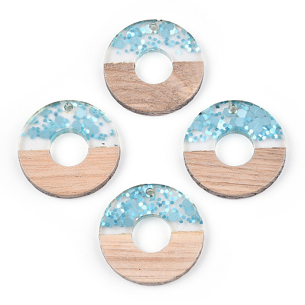 PandaHall Transparent Resin & White Wood Pendants, Donut/Pi Disc Charms with Paillettes, Light Sky Blue, 28x3.5mm, Hole: 2mm Resin+Wood...
PandaHall Transparent Resin & White Wood Pendants, Donut/Pi Disc Charms with Paillettes, Light Sky Blue, 28x3.5mm, Hole: 2mm Resin+Wood...
