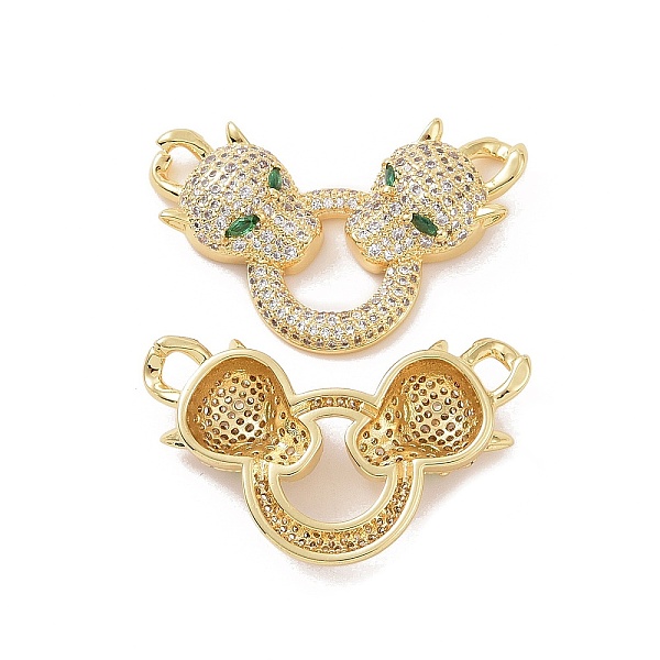 PandaHall Brass Micro Pave Cubic Zirconia Open 2-Loop Pendants, Double Leopard Head & Ring Charm, Real 18K Gold Plated, 22x34x6mm, Hole: 3mm..., Clear
PandaHall Brass Micro Pave Cubic Zirconia Open 2-Loop Pendants, Double Leopard Head & Ring Charm, Real 18K Gold Plated, 22x34x6mm, Hole: 3mm..., Clear