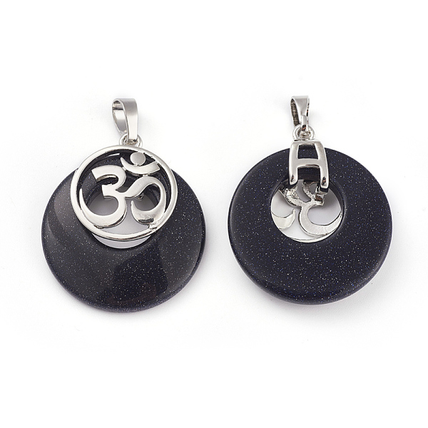 PandaHall Synthetic Blue Goldstone Pendants, with Platinum Tone Brass Findings, Flat Round with Om Symbol, 32~32.5x28x7~7.5mm, Hole: 5x8mm...
PandaHall Synthetic Blue Goldstone Pendants, with Platinum Tone Brass Findings, Flat Round with Om Symbol, 32~32.5x28x7~7.5mm, Hole: 5x8mm...