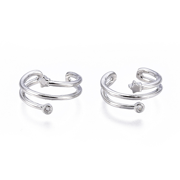 PandaHall Brass Micro Pave Clear Cubic Zirconia Cuff Earrings, Star, Platinum, 11x7mm, Inner Diameter: 9mm Cubic Zirconia Clear
PandaHall Brass Micro Pave Clear Cubic Zirconia Cuff Earrings, Star, Platinum, 11x7mm, Inner Diameter: 9mm Cubic Zirconia Clear