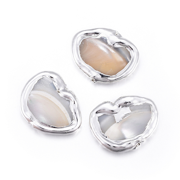 PandaHall Shell Beads, with Brass Findings, Nuggets, Silver Color Plated, 17~19x19~23x3~5mm, Hole: 0.7mm Other Sea Shell Nuggets
PandaHall Shell Beads, with Brass Findings, Nuggets, Silver Color Plated, 17~19x19~23x3~5mm, Hole: 0.7mm Other Sea Shell Nuggets