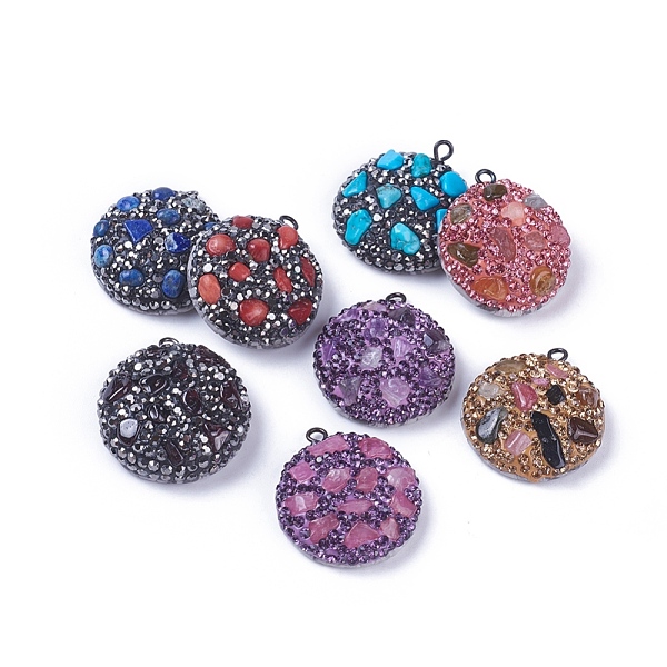 PandaHall Polymer Clay Rhinestone Semi Circle Pendants, with Gemstone Chip and PU Leather, Half Round, Mixed Color, 26x23x8mm, Hole: 1.5mm..., Multicolor
PandaHall Polymer Clay Rhinestone Semi Circle Pendants, with Gemstone Chip and PU Leather, Half Round, Mixed Color, 26x23x8mm, Hole: 1.5mm..., Multicolor