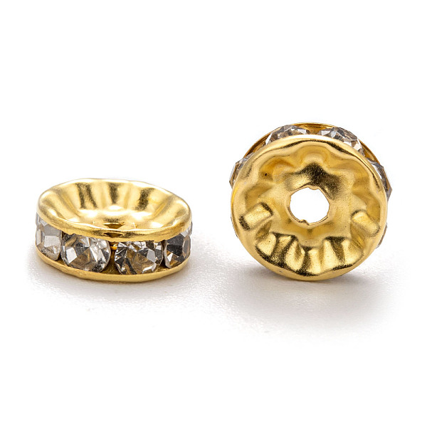 PandaHall Iron Rhinestone Spacer Beads, Grade A, Straight Edge, Rondelle, Golden Color, Clear, Size: about 10mm in diameter, 4mm thick, hole...
PandaHall Iron Rhinestone Spacer Beads, Grade A, Straight Edge, Rondelle, Golden Color, Clear, Size: about 10mm in diameter, 4mm thick, hole...