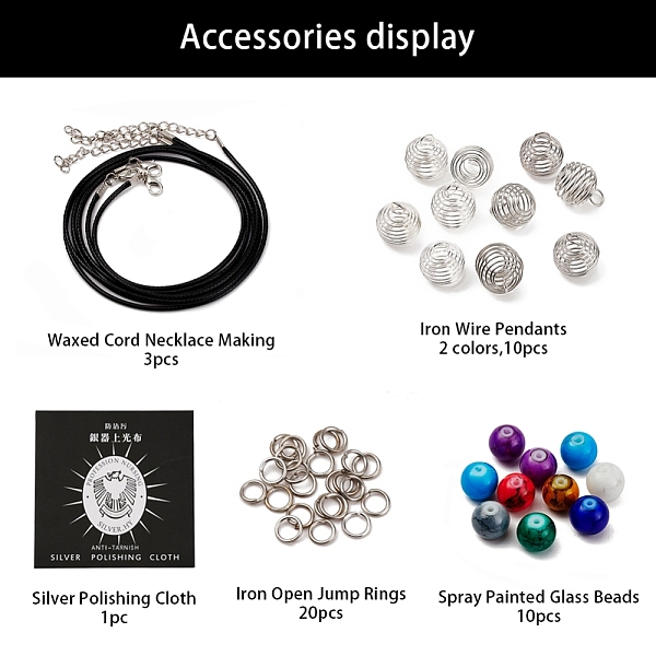 PandaHall DIY Necklace Making Kits, Including 3Pcs Waxed Cord Necklace Making, 10Pcs Round Iron Wire Pendants, 10Pcs Spray Painted Glass..., Multicolor
PandaHall DIY Necklace Making Kits, Including 3Pcs Waxed Cord Necklace Making, 10Pcs Round Iron Wire Pendants, 10Pcs Spray Painted Glass..., Multicolor