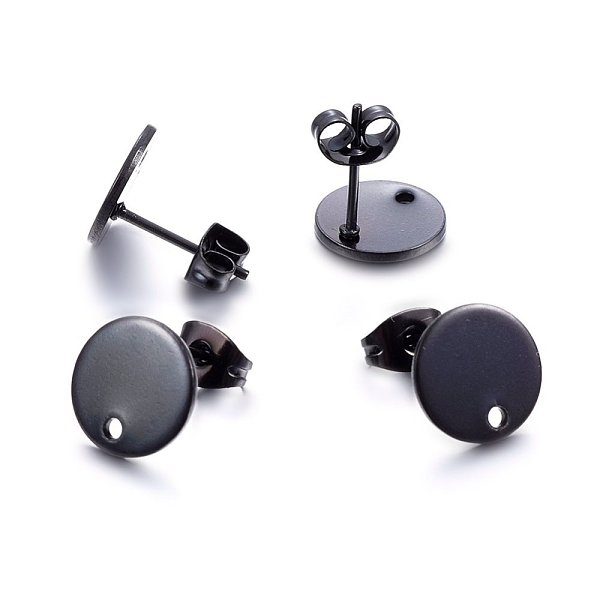 PandaHall 304 Stainless Steel Stud Earring Findings, with Loop and Flat Plate, Flat Round, Electrophoresis Black, 8x1mm, Hole: 1.2mm, Pin...
PandaHall 304 Stainless Steel Stud Earring Findings, with Loop and Flat Plate, Flat Round, Electrophoresis Black, 8x1mm, Hole: 1.2mm, Pin...