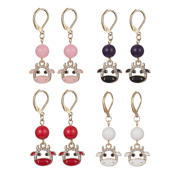 PandaHall 4 Pair 4 Color Natural Dyed Mashan Jade Beaded Dangle Earrings, Golden Alloy Enamel Cattle Drop Earrings, Mixed Color..., Multicolor
PandaHall 4 Pair 4 Color Natural Dyed Mashan Jade Beaded Dangle Earrings, Golden Alloy Enamel Cattle Drop Earrings, Mixed Color..., Multicolor