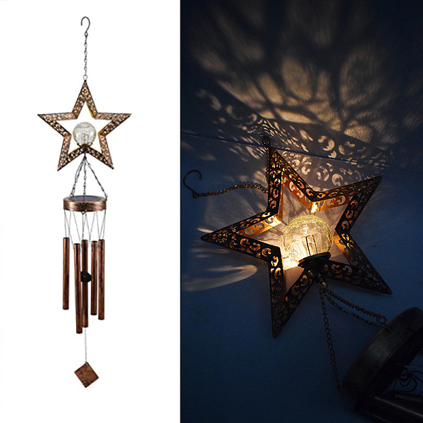 PandaHall Iron Wind Chime with Solar Lights, for Garden Decorations, Star, 200x100mm Iron Star
PandaHall Iron Wind Chime with Solar Lights, for Garden Decorations, Star, 200x100mm Iron Star