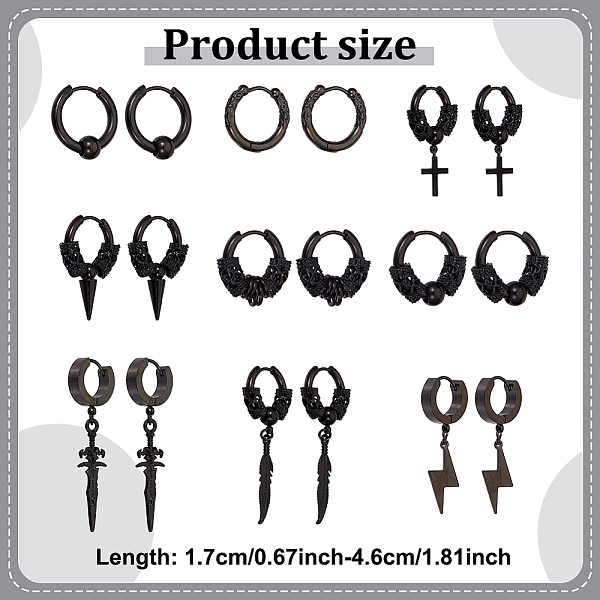 PandaHall ANATTASOUL 18Pcs 9 Style 304 Stainless Steel Cone & Column Beaded Hoop Earrings, Sword & Cross & Lighning Bolt Drop Earrings for...
PandaHall ANATTASOUL 18Pcs 9 Style 304 Stainless Steel Cone & Column Beaded Hoop Earrings, Sword & Cross & Lighning Bolt Drop Earrings for...