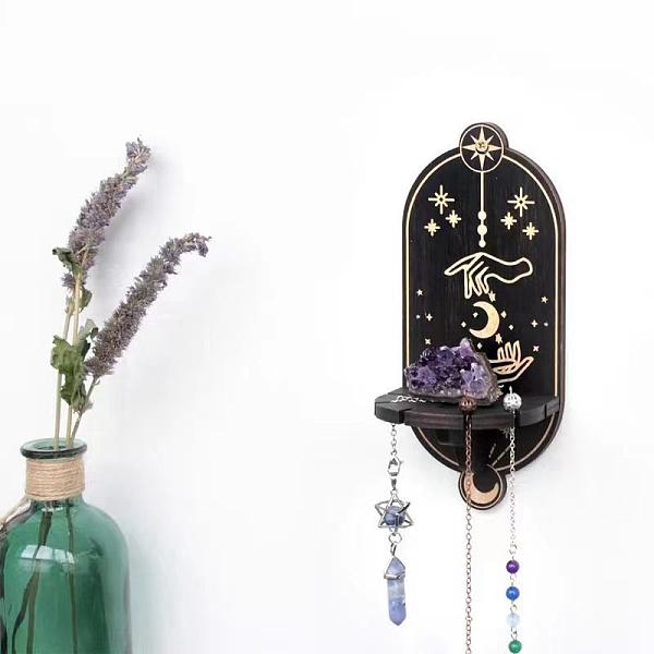 PandaHall Wood Wall Decorations, Floating Shelf, Hanging Candle Holder, Dowsing Pendulum Holder, Black, Palm, 240x110mm Wood Palm Black
PandaHall Wood Wall Decorations, Floating Shelf, Hanging Candle Holder, Dowsing Pendulum Holder, Black, Palm, 240x110mm Wood Palm Black