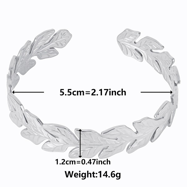 PandaHall Vintage Leaf 304 Stainless Steel Cuff Bangles for Women Stainless Steel
PandaHall Vintage Leaf 304 Stainless Steel Cuff Bangles for Women Stainless Steel