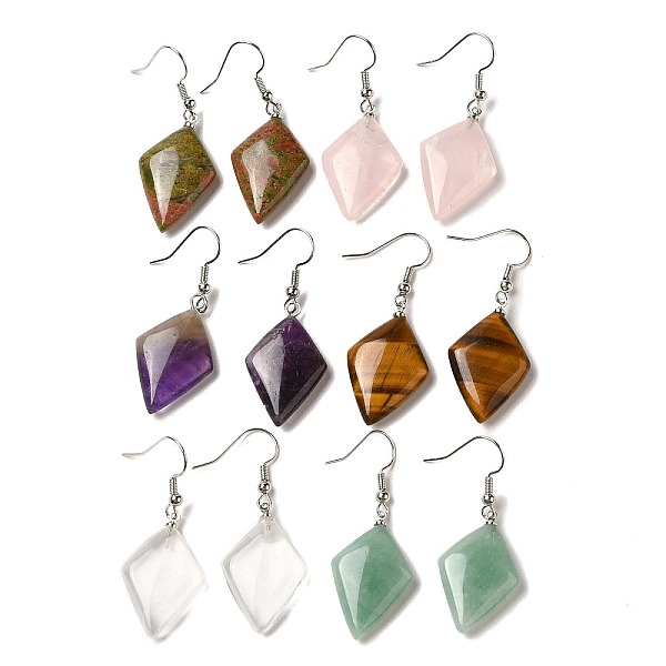 PandaHall Natural Mixed Gemstone Rhombus Dangle Earrings, Platinum Brass Earrings, 45.5x18mm Mixed Stone Rhombus
PandaHall Natural Mixed Gemstone Rhombus Dangle Earrings, Platinum Brass Earrings, 45.5x18mm Mixed Stone Rhombus
