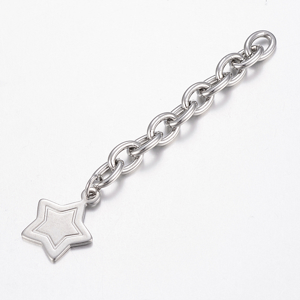 PandaHall 201 Stainless Steel Chain Extender, with Star Charms, Stainless Steel Color, 70x6mm 201 Stainless Steel
PandaHall 201 Stainless Steel Chain Extender, with Star Charms, Stainless Steel Color, 70x6mm 201 Stainless Steel