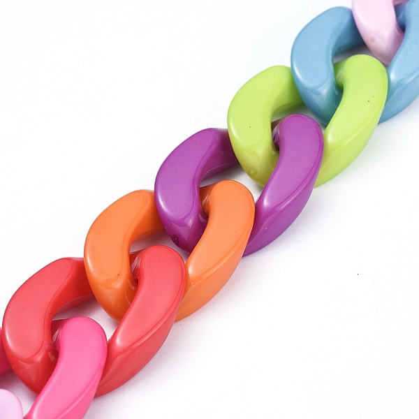 PandaHall Handmade Opaque Acrylic Curb Chains, Cuban Link Chains, for Jewelry Making, Colorful, Link: 30x21x6mm, 39.37 inch(1m)/strand...
PandaHall Handmade Opaque Acrylic Curb Chains, Cuban Link Chains, for Jewelry Making, Colorful, Link: 30x21x6mm, 39.37 inch(1m)/strand...