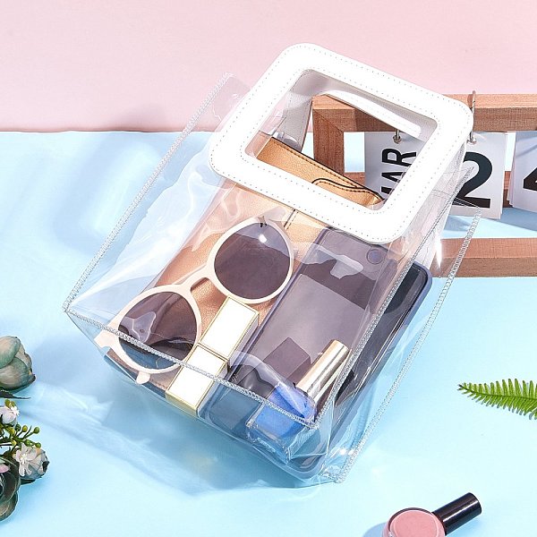 PandaHall PVC Laser Transparent Bag, Tote Bag, with PU Leather Handles, for Gift or Present Packaging, Rectangle, White, 25.5x18cm, 2pcs/set...
PandaHall PVC Laser Transparent Bag, Tote Bag, with PU Leather Handles, for Gift or Present Packaging, Rectangle, White, 25.5x18cm, 2pcs/set...