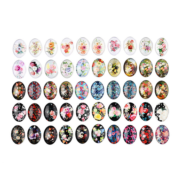PandaHall Glass Oval Flatback Cabochons for DIY Projects, Flower Pattern, Mixed Color, 25x18x5mm, about 50pcs/1bag Glass Flower Multicolor
PandaHall Glass Oval Flatback Cabochons for DIY Projects, Flower Pattern, Mixed Color, 25x18x5mm, about 50pcs/1bag Glass Flower Multicolor