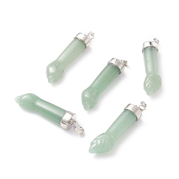 PandaHall Natural Green Aventurine Pendants, with Platinum Tone Brass Findings, Figa Hand Shapes, 43~48x12x8.6mm, Hole: 8x4.6mm Green...
PandaHall Natural Green Aventurine Pendants, with Platinum Tone Brass Findings, Figa Hand Shapes, 43~48x12x8.6mm, Hole: 8x4.6mm Green...