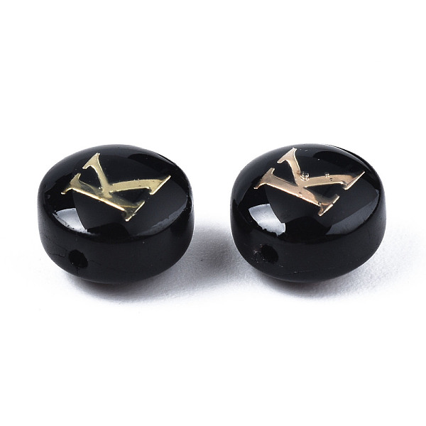 PandaHall Handmade Lampwork Beads, with Golden Plated Brass Etched Metal Embellishments, Flat Round with Alphabet, Letter.K, 8x5mm, Hole..., Black
PandaHall Handmade Lampwork Beads, with Golden Plated Brass Etched Metal Embellishments, Flat Round with Alphabet, Letter.K, 8x5mm, Hole..., Black