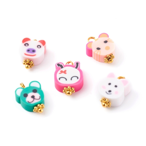 PandaHall Polymer Clay Charms, with Brass Findings, Animal, Golden, Mixed Color, 13~14.5x9~10x4~5mm, Hole: 2mm Polymer Clay Other Animal..., Multicolor
PandaHall Polymer Clay Charms, with Brass Findings, Animal, Golden, Mixed Color, 13~14.5x9~10x4~5mm, Hole: 2mm Polymer Clay Other Animal..., Multicolor