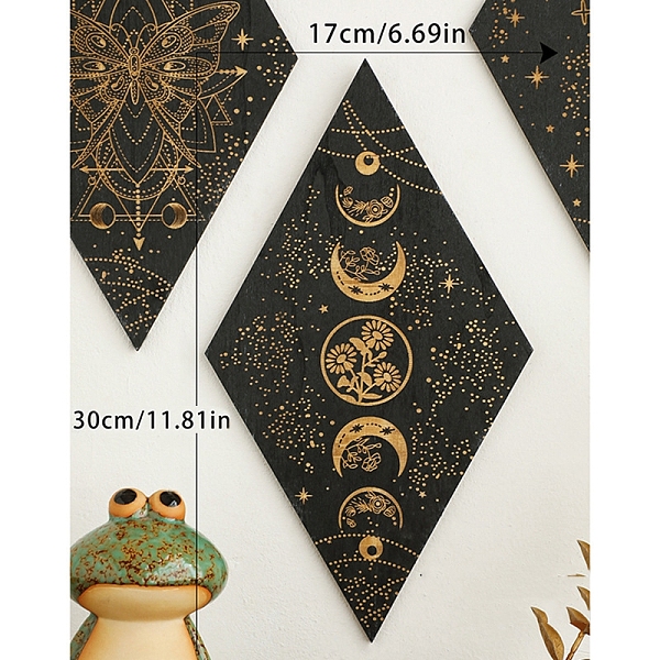 PandaHall Rhombus Wood Wall Decoration, for Living Room Bedroom Farmhouse Indoor Outdoor, Moon, 300x170mm Wood Moon Black
PandaHall Rhombus Wood Wall Decoration, for Living Room Bedroom Farmhouse Indoor Outdoor, Moon, 300x170mm Wood Moon Black