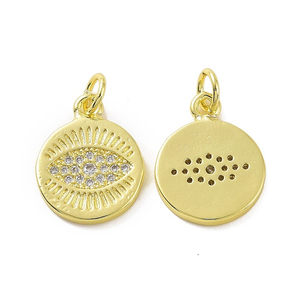 PandaHall Brass Micro Pave Clear Cubic Zirconia Pendants, with Jump Ring, Flat Round with Eye Charms, Real 18K Gold Plated, 16x13x1.5mm...
PandaHall Brass Micro Pave Clear Cubic Zirconia Pendants, with Jump Ring, Flat Round with Eye Charms, Real 18K Gold Plated, 16x13x1.5mm...