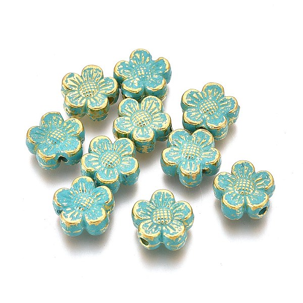 PandaHall Alloy Beads, Flower, Lead Free & Cadmium Free, Golden & Green Patina, 8x8x3.3mm, Hole: 1.4mm Alloy Flower
PandaHall Alloy Beads, Flower, Lead Free & Cadmium Free, Golden & Green Patina, 8x8x3.3mm, Hole: 1.4mm Alloy Flower
