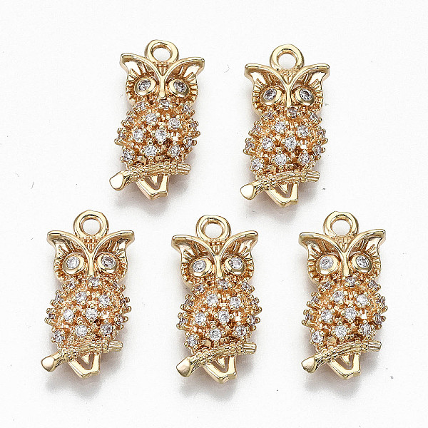PandaHall Brass Micro Pave Cubic Zirconia Pendants, Light Gold, Long-Lasting Plated, Cadmium Free & Lead Free, Owl Shape, Clear, 19x9.5x4mm...
PandaHall Brass Micro Pave Cubic Zirconia Pendants, Light Gold, Long-Lasting Plated, Cadmium Free & Lead Free, Owl Shape, Clear, 19x9.5x4mm...