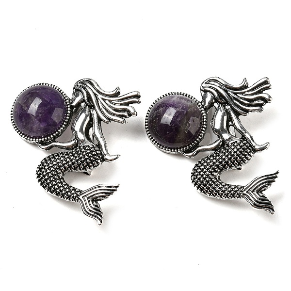 PandaHall Dual-use Items Alloy Mermaid Brooch, with Natural Amethyst, Antique Silver, 42x37x12mm, Hole: 8x3mm Amethyst Mermaid
PandaHall Dual-use Items Alloy Mermaid Brooch, with Natural Amethyst, Antique Silver, 42x37x12mm, Hole: 8x3mm Amethyst Mermaid