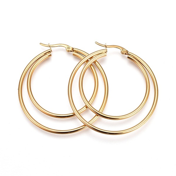 PandaHall 304 Stainless Steel Hoop Earrings, Hypoallergenic Earrings, Double Rings, Golden, 12 Gauge, 47x44x2mm, Pin: 1mm 304 Stainless...
PandaHall 304 Stainless Steel Hoop Earrings, Hypoallergenic Earrings, Double Rings, Golden, 12 Gauge, 47x44x2mm, Pin: 1mm 304 Stainless...